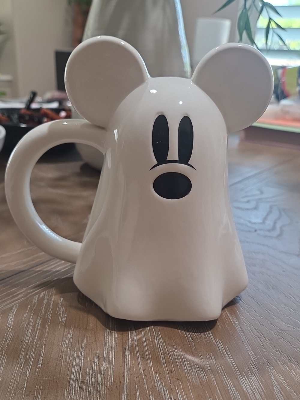 Bioworld White Ghost Mouse Mug with Black Face Accents